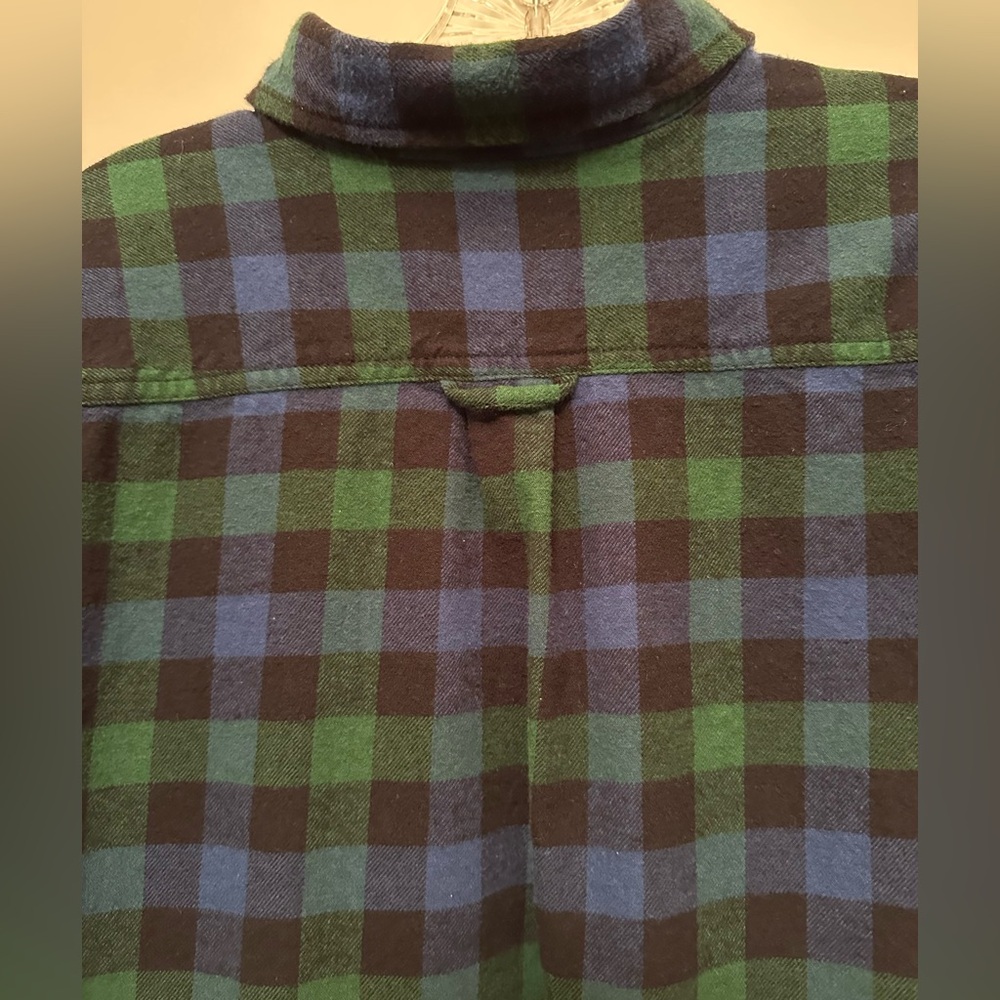 Eddie Bauer Men’s XL Plaid Button Down Shirt | Blue Green Cotton | Lightweight - Picture 5 of 8